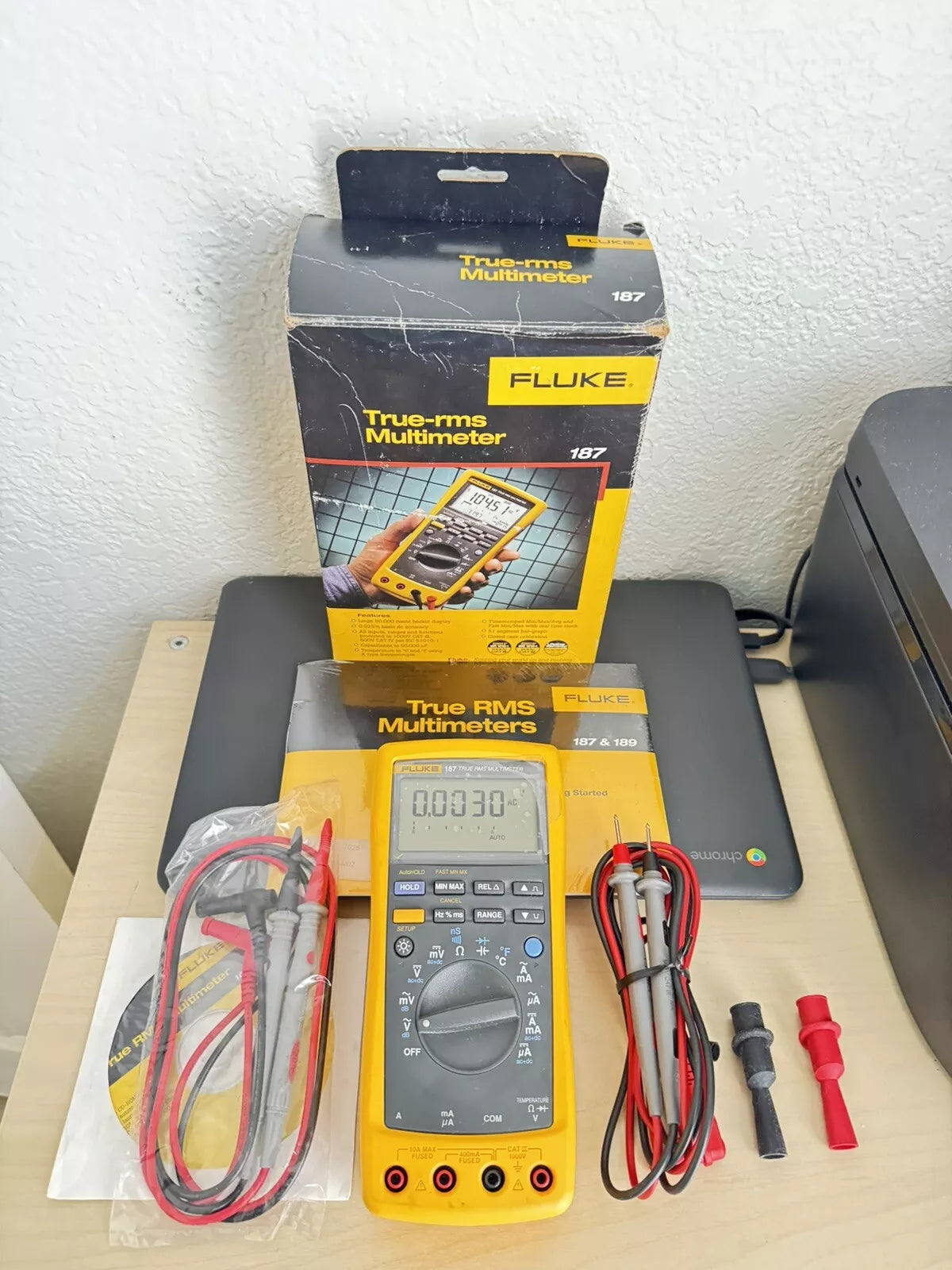 Fluke 187 True RMS Multi Meter with Leads & Calibration Certificate ...