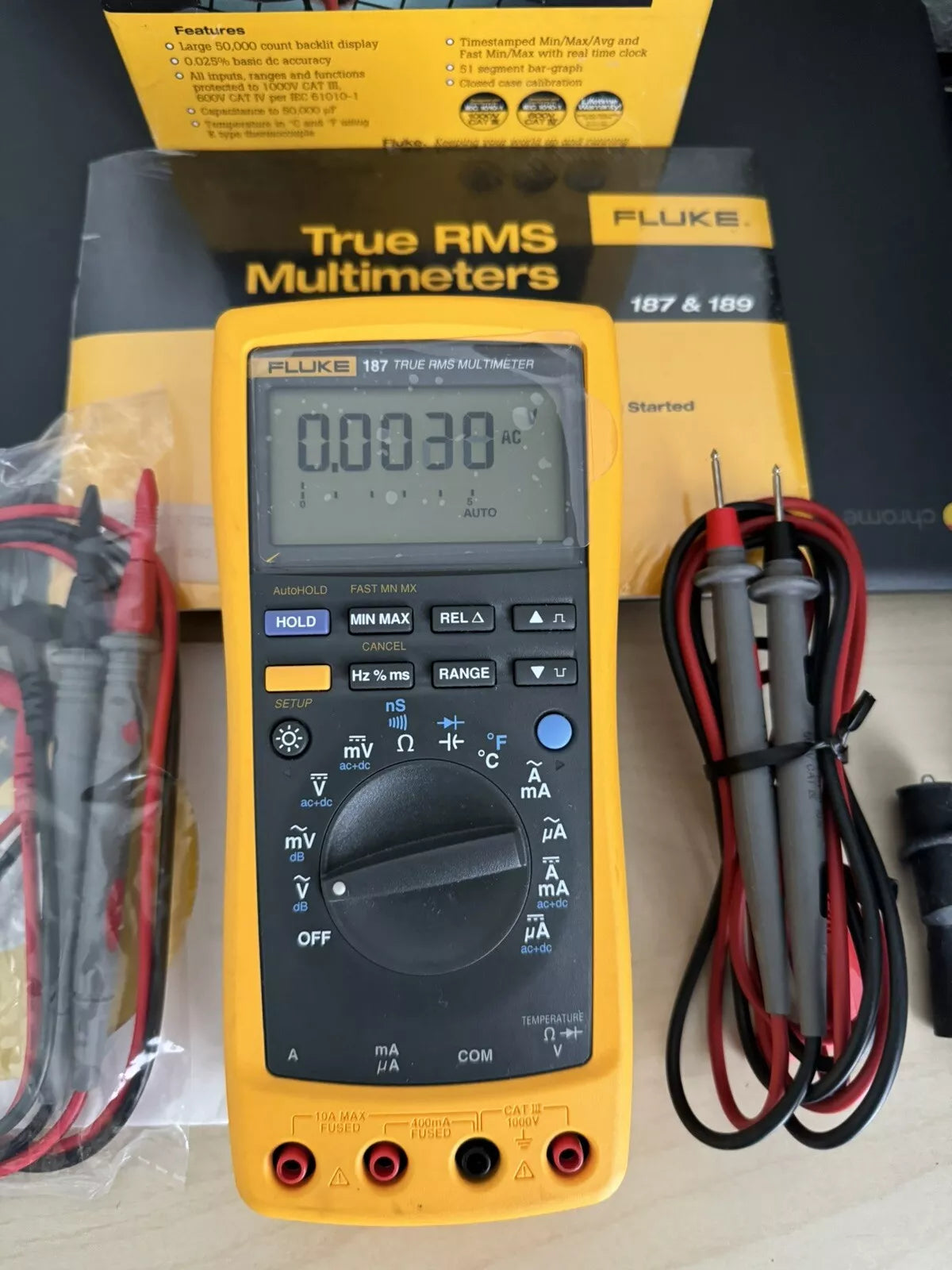 Fluke 187 True RMS Multi Meter with Leads & Calibration Certificate ...